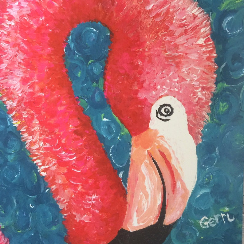lovely for girls room or coastal decor Flamingo Art Print 11 x 14