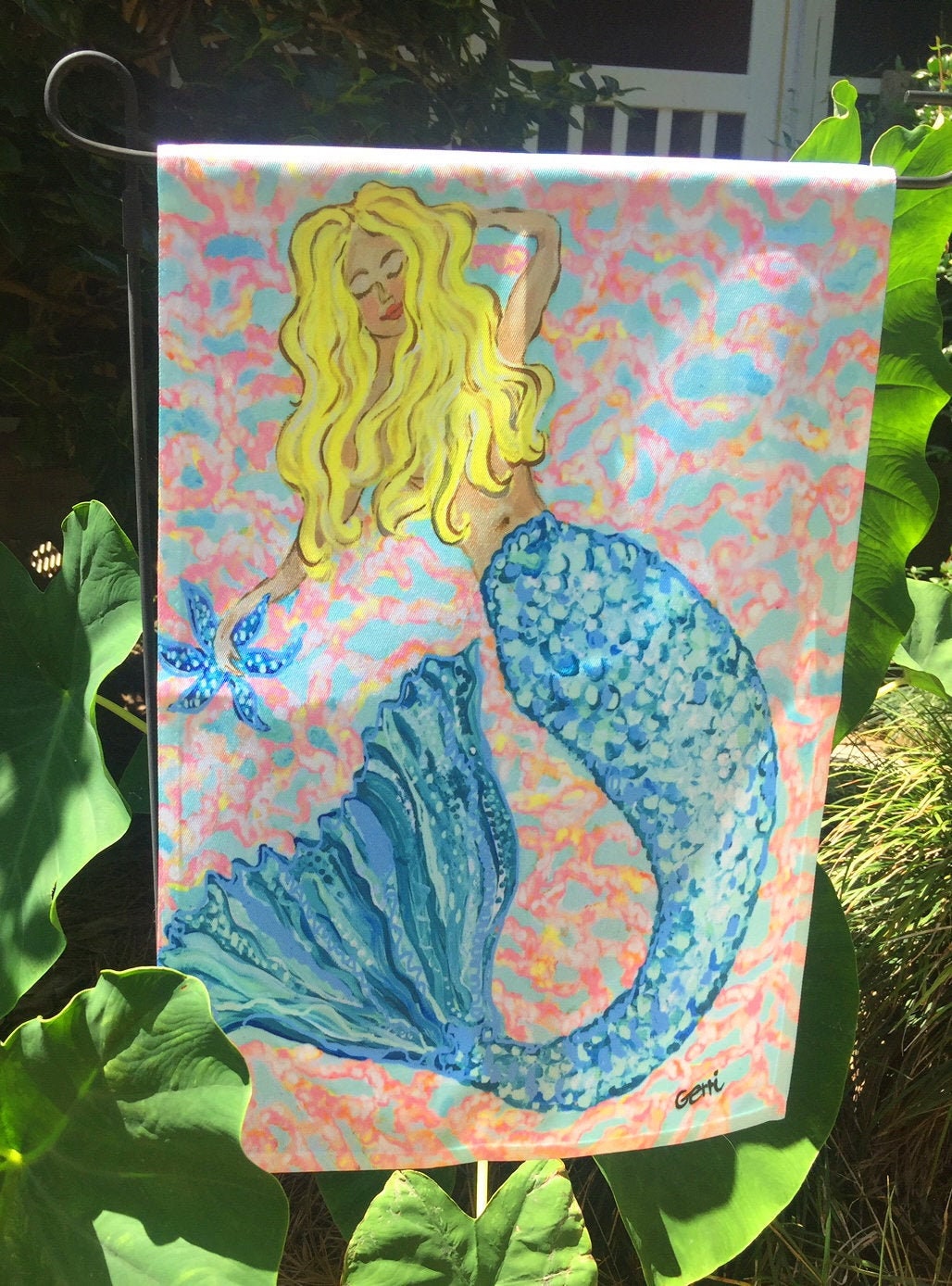 Mermaid Garden Flag, Mermaid Yard Art, Coastal Flag With Mermaid, Beach ...