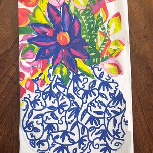 Blumen Geschirrtuch, hübsches Geschirrtuch, Blumenhandtuch, Blumen Geschirrtuch, Lehrer Geschenk, Muttertagsgeschenk, Chinoserie Kunst, 50 x 80 cm