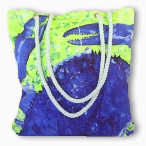 Canvas tote with Blue Crab makes great Beach Bag and Gift for Girl