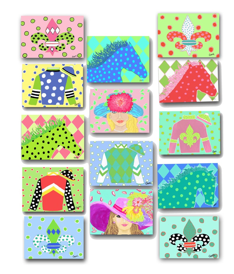 Also great for framing Free shipping! Derby Sale Set of 28 Blank Cards 14 designs 5 x 7 each wheavy paper 2 of each included