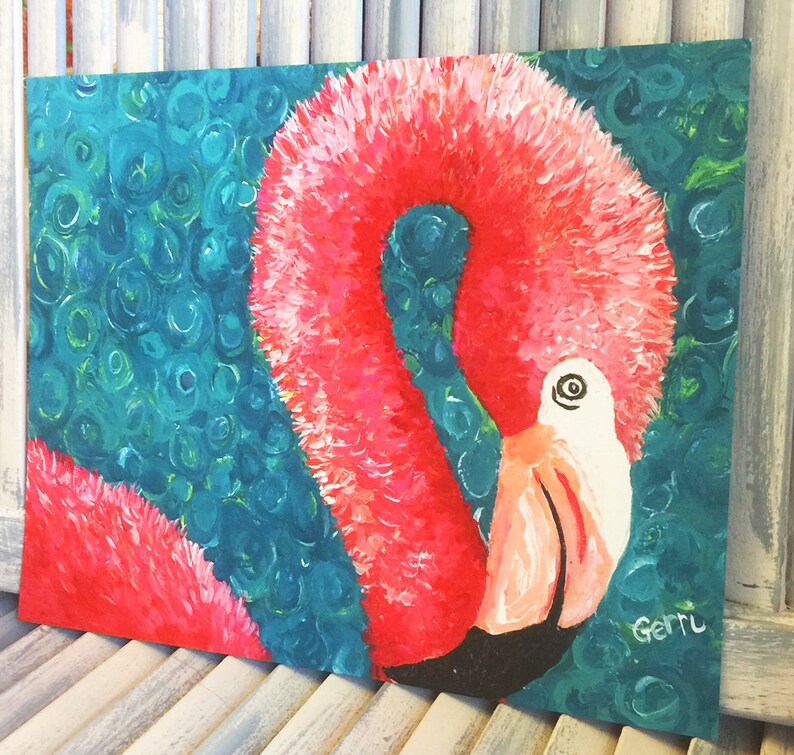 lovely for girls room or coastal decor Flamingo Art Print 11 x 14