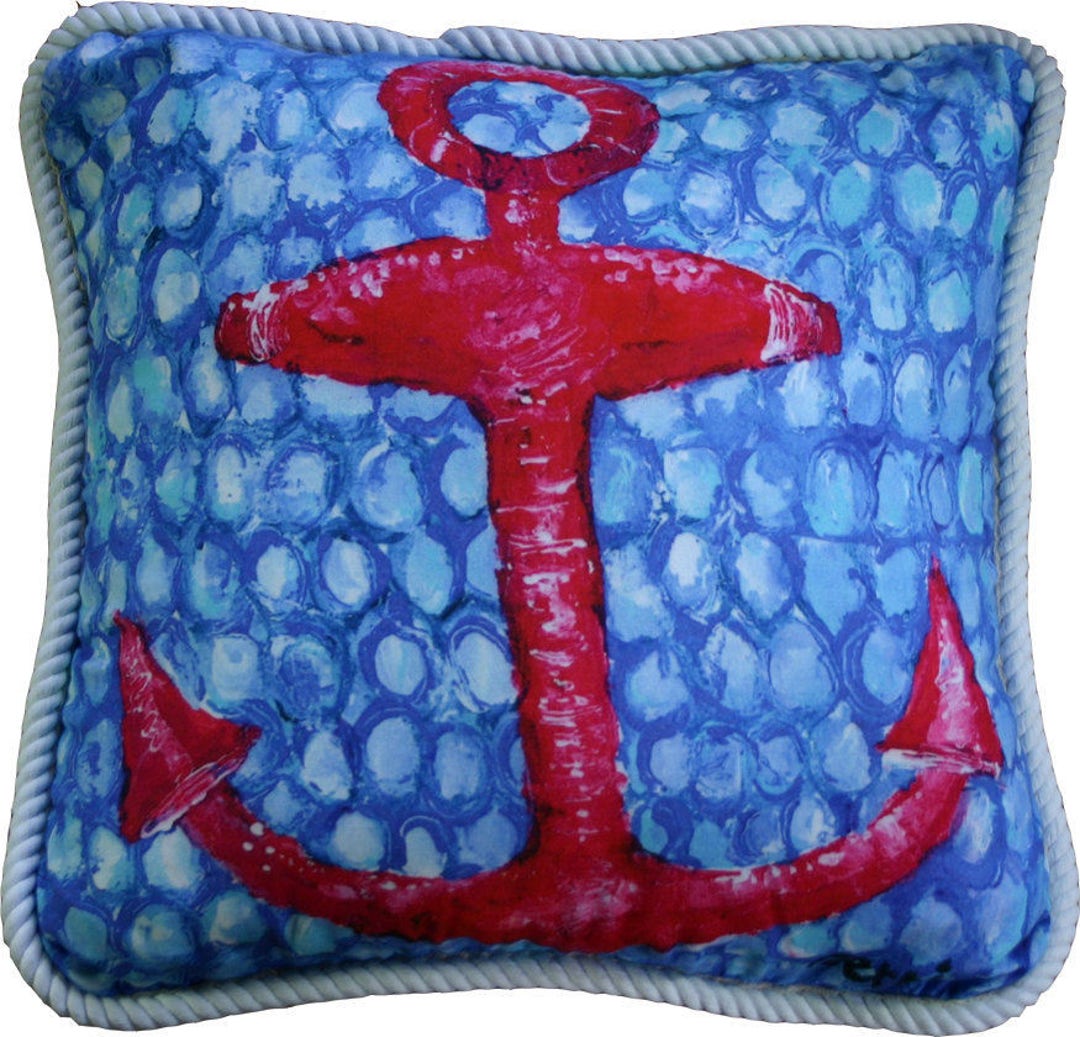 Anchor Pillow, Nautical Decor for Beach House, 20 X 20 Etsy
