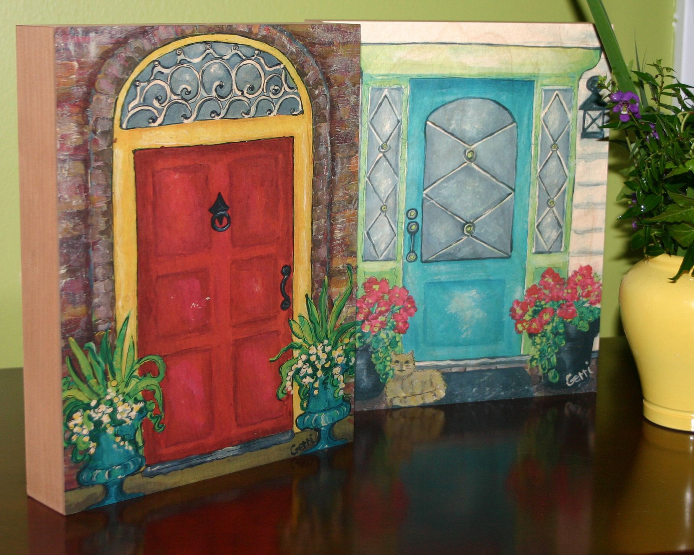 Pequeñas pinturas de arte de puertas como decoración de la | Etsy