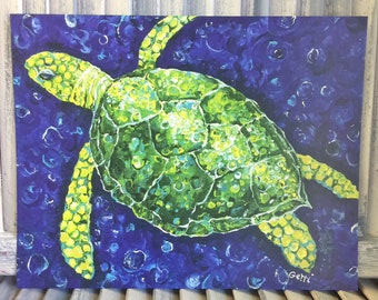 Sea Turtle Coastal artwork; Sea Turtle beach print; coastal print; beach house artwork; sea turtle painting print