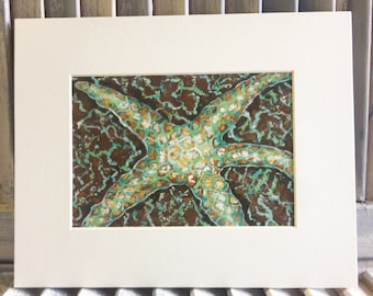 ヒトデの海岸プリント、ビーチハウスアート、ヒトデの絵、ヒトデの絵画、海岸沿いの農家、シャビーシックアート、8 x 10"