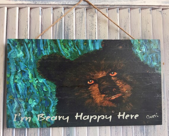 Bear Wood Sign On Sale Rustic Cabin Decor Country Home Etsy