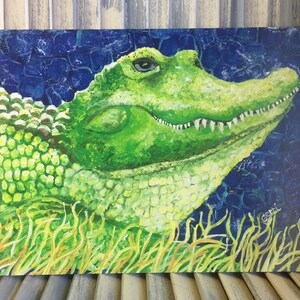 Florida art; Alligator Art Print; Florida Gator art; Alligator picture; alligator artwork; beach house art;Alligator painting; 11 x 14&quot;