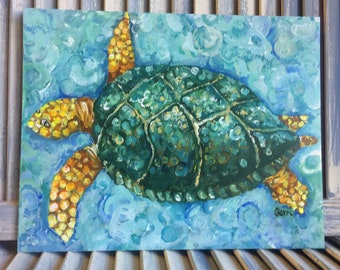 Beach Art; Sea Turtle Art; beach print; beach house art; sea turtle painting; Coastal Art; 11 x 14"