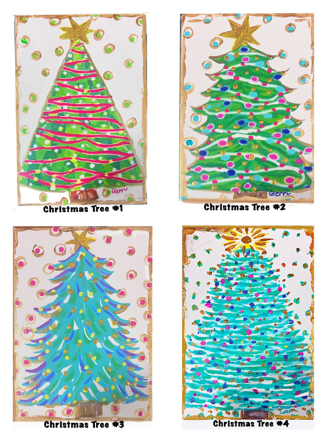 Four Christmas Trees to Choose From Christmas Tree Art, Xmas Tree Art, Christmas Prints, Teacher
