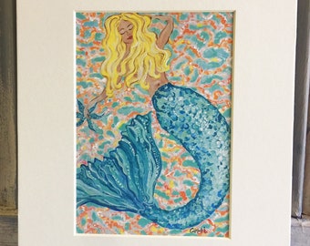 Mermaid Art print; beach house art; mermaid painting; beach house decor; mermaid decor; coastal art; beach print; 8 x 10"