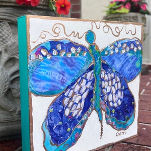 Butterfly Painting, Butterfly Original Painting, Pretty Butterfly Art, Special Teacher Gift, Butterfly Decor,  8 x 8 x 1.5&quot;