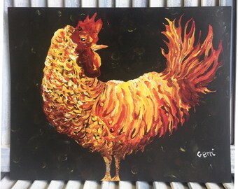 Rooster Art Print; Arte de la pared de la granja; Obras de arte de gallo; decoración de la granja; arte de pollo; estilo de granja; obras de arte de la cocina; pintura de gallo
