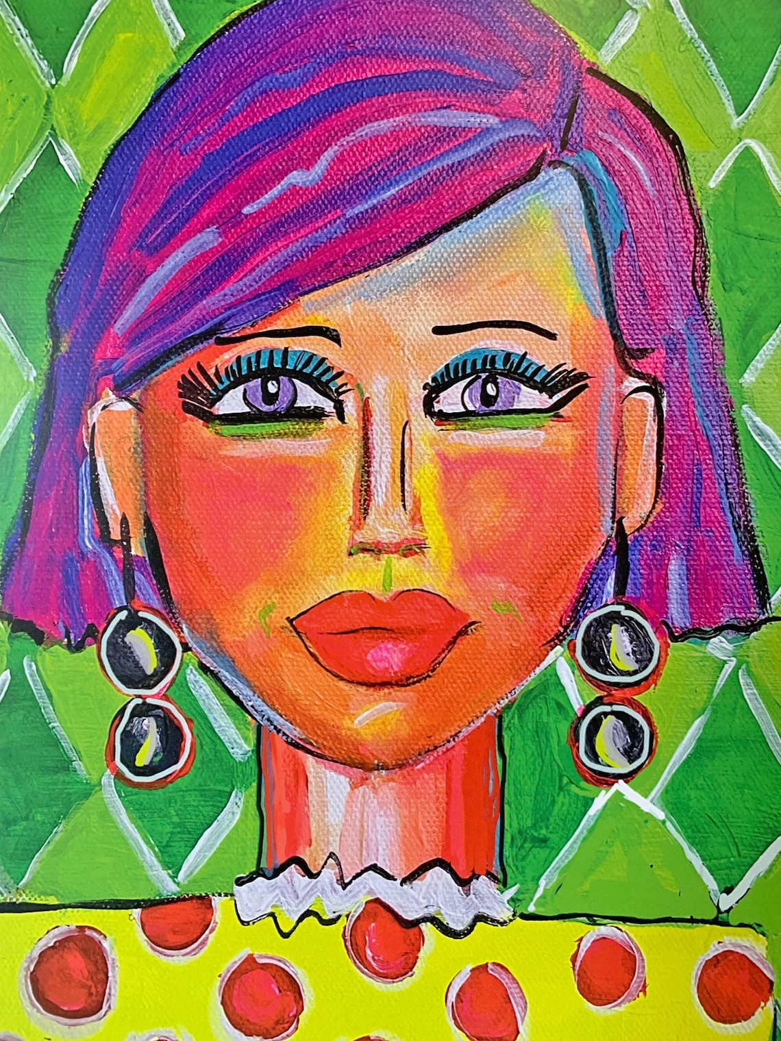 Colorful Portrait of Woman, Art Print 11 X 14