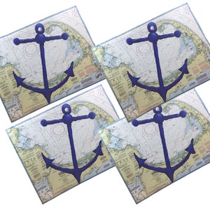 Cape Cod with Nautical Chart and Anchor Placemat Set, unique Massachusetts Gift, 12 x 16&quot; each