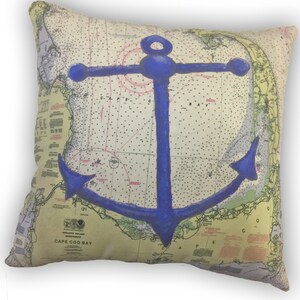 Cape Cod pillow with Anchor makes unique Massachusetts gift! 18 x 18&quot;
