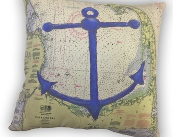 Cape Cod Kissen mit Anker macht einzigartige Massachusetts Geschenk! 18 x 18"