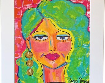 Colorful Art, Print of Woman Portrait,  11 x 14"