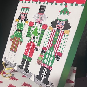 Nutcracker Art on Canvas, Colorful Nutcrackers in red and green, Nutcracker Decor, Gift for Nutcracker Lover, Nutcracker Artwork, 8 x 8"
