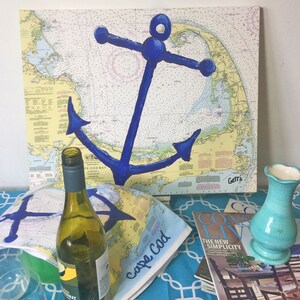 Cod Canvas Cape Cod Canvas Art With Nautical Chart and Anchor, 16 X 20