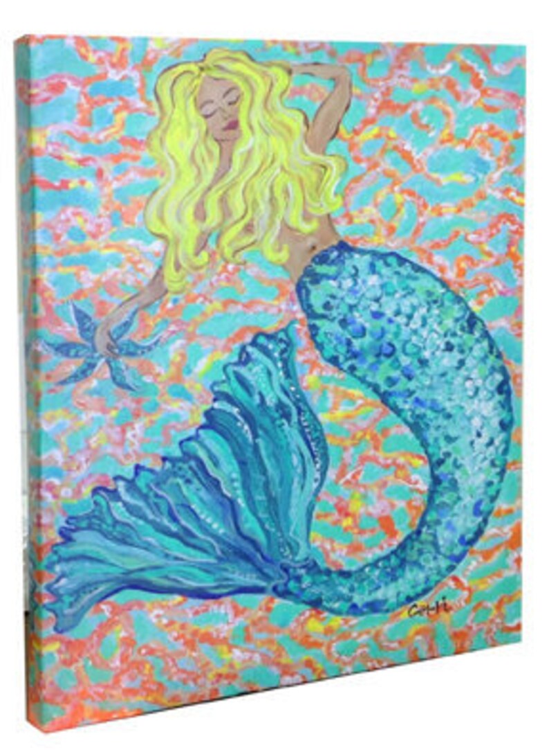 Mermaid Wall Art on Canvas is Large Picture and Perfect as Etsy