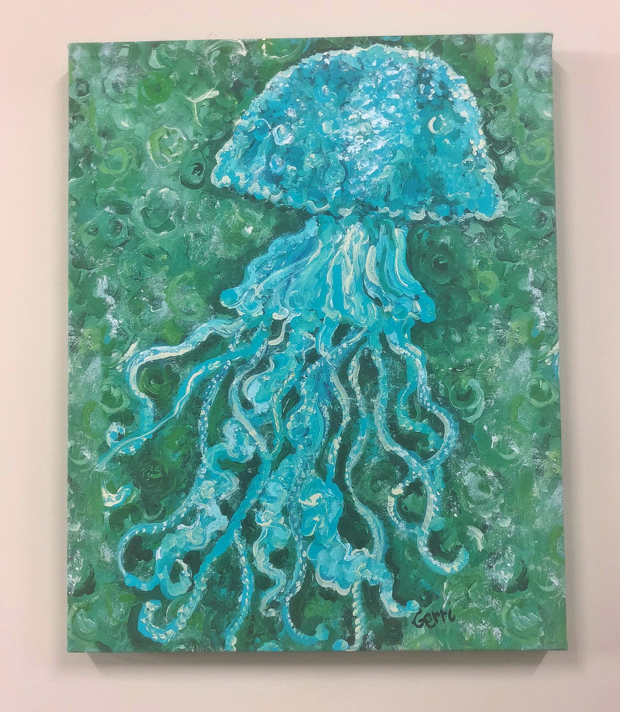 Jellyfish Wall Art Shabby Chic Canvas Art is Great Bedroom Etsy