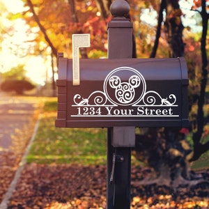 Mickey Mailbox Decal, Mickey Mouse Vinyl Decal, Personalized Disney Mailbox Decal, Custom Vinyl Lettering Stickers