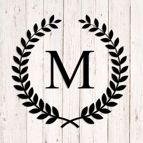 Laurel Wreath Letter Decal Last Name Initial Decal Laurel Etsy