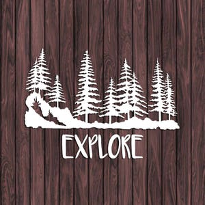 Pine Tree Decal, Pine Tree Sticker, Explore Decal, Adventure Decal, Car Decal, Wall Decal, Forest Decal,  Laptop Vinyl Decal