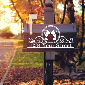 Mickey and Minnie Mouse Mailbox Decal, Disney Mailbox Decal, Custom Vinyl Lettering, Mailbox Stickers, Disney Couple Decal