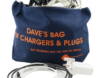 Personalised Charger Pouch - Personalised Father's Day Gift for Cable Storage