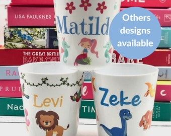 Plastic Kids Cup with Name, Personalised Toddler Cup, Cute Tumbler, Gift for Grandchildren, Choice of Designs