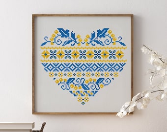 The Heart Of Ukraine, Cross-stitch pattern, blueprint, embroidery, Pray for Ukraine, Stop War in Ukraine (instant download media file)