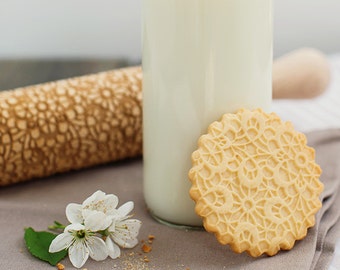 Delicate Lace Cookie Stamp, Engraved Pattern Rolling Pin, Ornament Embossing Rolling Pin, Guipure Cookie roller