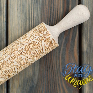 Tracery Cookie Stamp Engraved Pattern Rolling Pin Ornament Embossing Cookie Roller