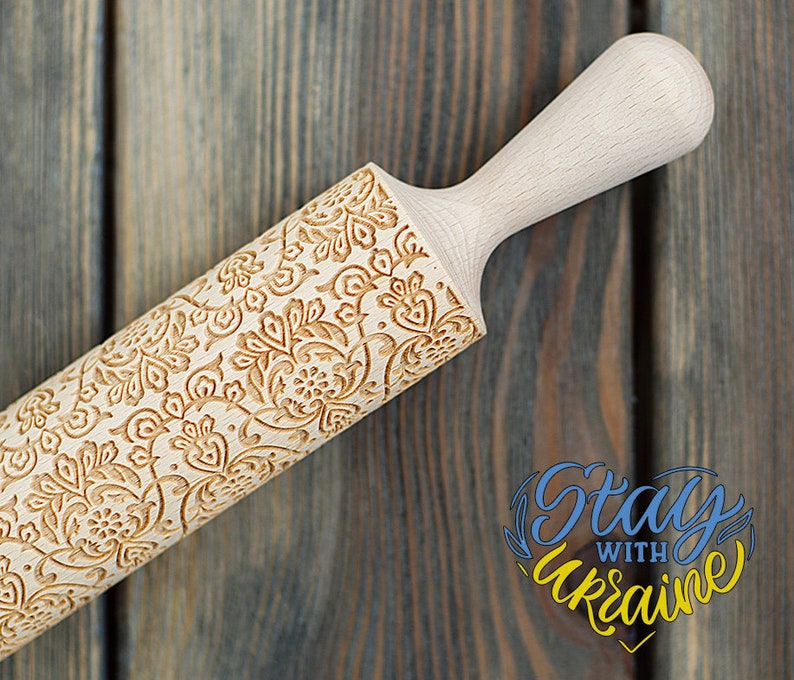 Tracery Cookie Stamp Engraved Pattern Rolling Pin Ornament Embossing Cookie Roller image 1