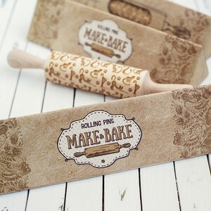 Damask Embossing Rolling Pin Ornament Cookie Stamp Engraved Pattern Rolling Pin Cookie roller gift for her image 5