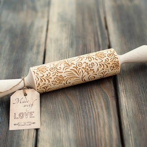 Flowers 3d Rolling Pin Cookie Stamp Engraved Floral Pattern Embossing Roller Pin Craft paper only