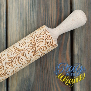 Flowers 3d Rolling Pin Cookie Stamp Engraved Floral Pattern Embossing Roller Pin image 1