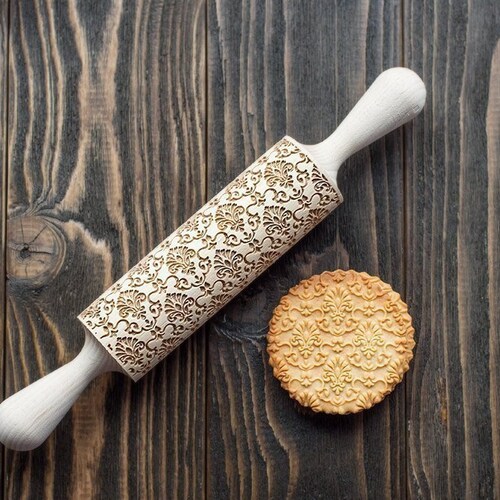 Damask Embossing Rolling Pin Ornament Cookie Stamp Engraved Etsy