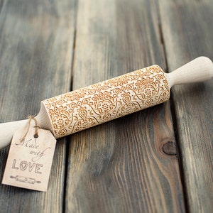 Tracery Cookie Stamp Engraved Pattern Rolling Pin Ornament Embossing Cookie Roller Craft paper only