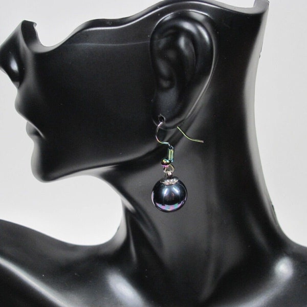 Black Pearl Rainbow Pearl Stud Earrings Dangle & Drop Earrings