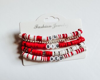 Go big red red and white  Bracelet Stack