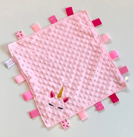 Personalised Unicorn Face Taggie Taggy Comforter Blanket