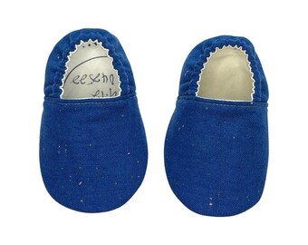 Royal Blue Newborn Baby Moccasins, Solid Color Infant Footies, Montessori Toddler Shoes, Vegan Crib Slippers, Special Easter Baby Shoes