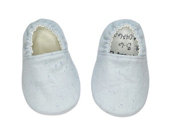 Icy Light Blue Moccasins, All-Natural Baby Shoes, New Walkers' Moccasins and Toddler Slippers, Vegan and Gorgeous Solid Color Footies