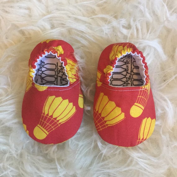 Kansas City Baby Shoes Red Yellow Shuttlecock Moccasins