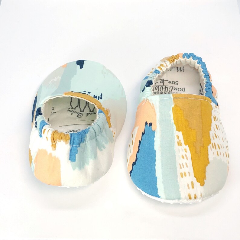 Soft Sole Baby Shoes Water Color Moccasins Modern Art Etsy