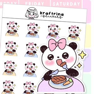 Panda - diner, date, huidverzorging, student, vakantie | Handgetekende schattige stickers voor planners, bujo, hobonichi (64-B004 | 64-B003 | 64-B005)