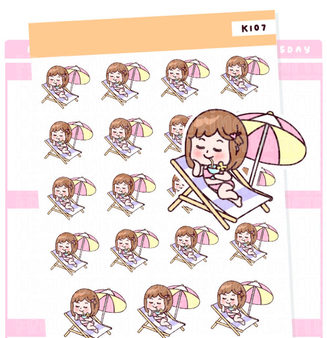 KC107 Beach Swimming Vacation Planner Sticker for Planners/ Journals ...